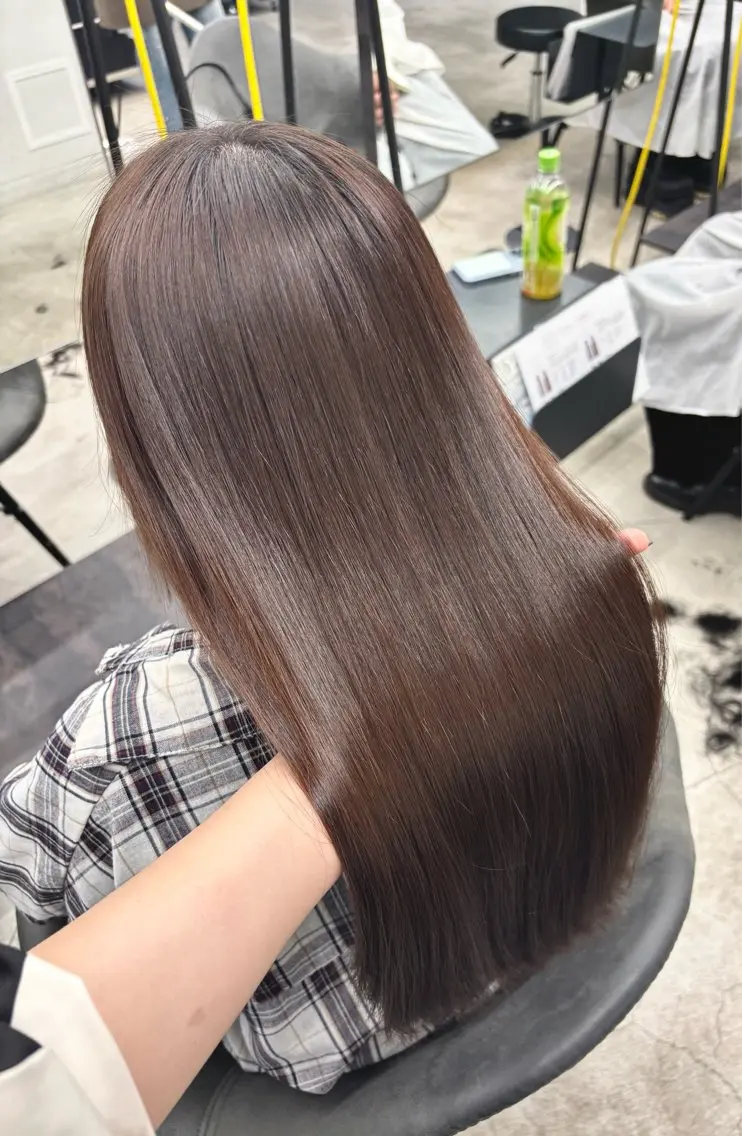 ロング 縮毛矯正 渋谷で叶う透明感カラ ー髪質改善/梨緒💜のヘアスタイル