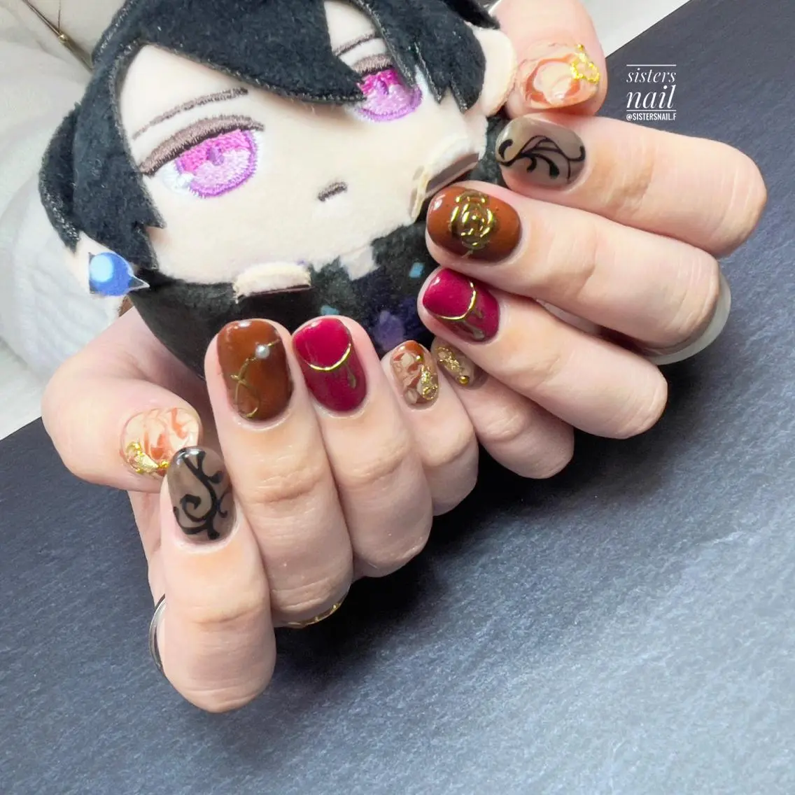 ネイル アートネイル 大理石ネイル(マーブル) ニュアンスネイル バレンタイン sisters nail.fのネイルデザイン