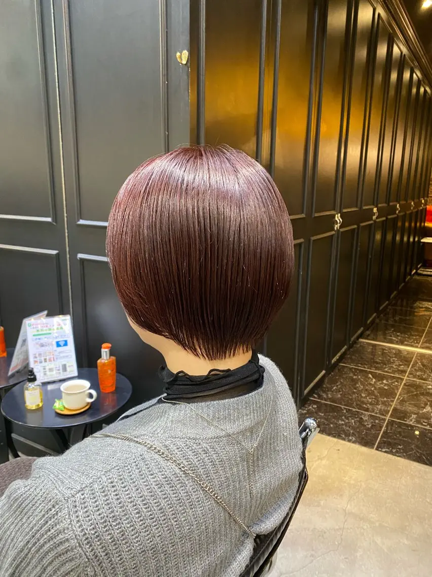 ショート カラー ブラウンカラー レッドカラー レッドブラウン ショートヘア 透明感カラー🌿 グレージュ🐺陽介のヘアスタイル