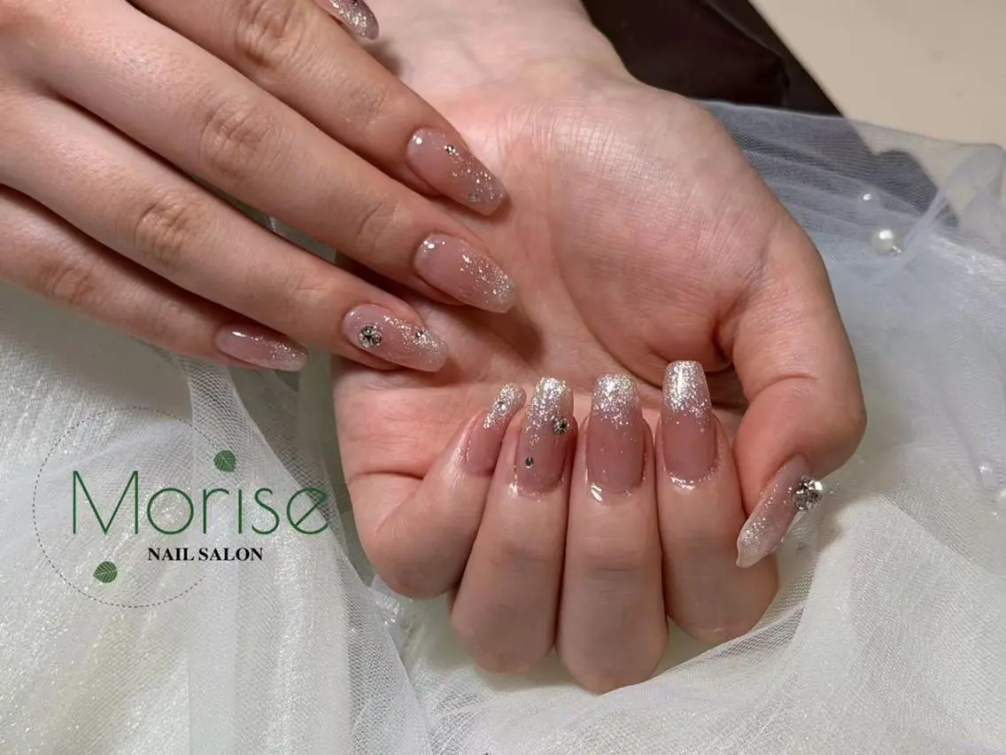 ネイル 長さ出し フットネイル フレンチネイル ジェルネイル ガーリー MoriseNail 表参道のネイルデザイン