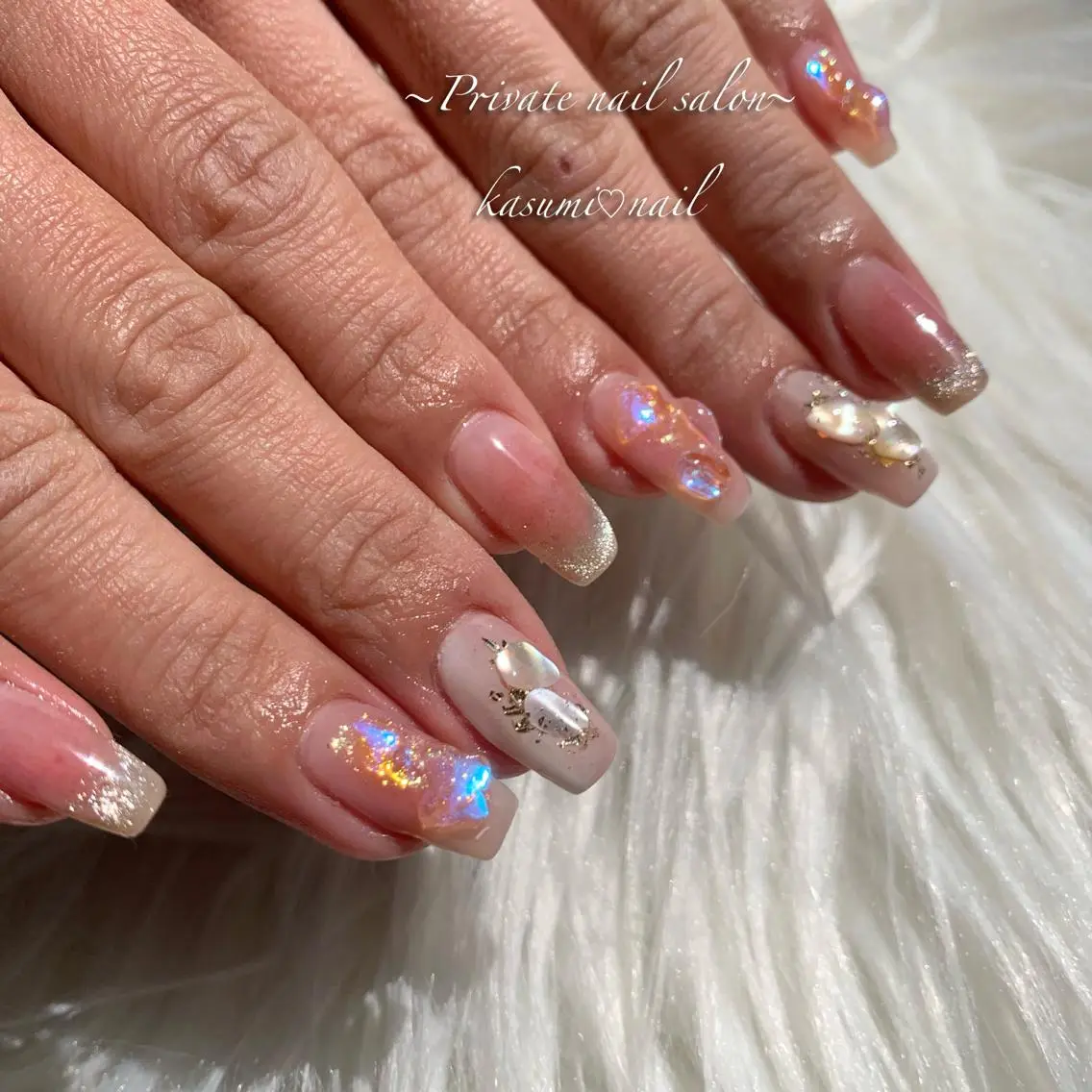 ネイル アートネイル ラメ(グリッター) マグネットネイル ミラーネイル 持ち込み KASUMI♡ Nailのネイルデザイン