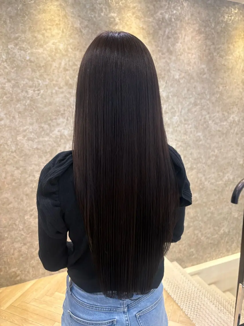 ロング カラー カット ヘアカラー トリートメント アベ ミスズのヘアスタイル