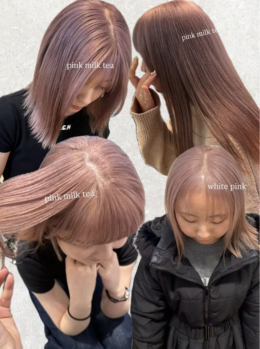 ミディアム カラー ミルクティー× グレージュMOMOのヘアスタイル