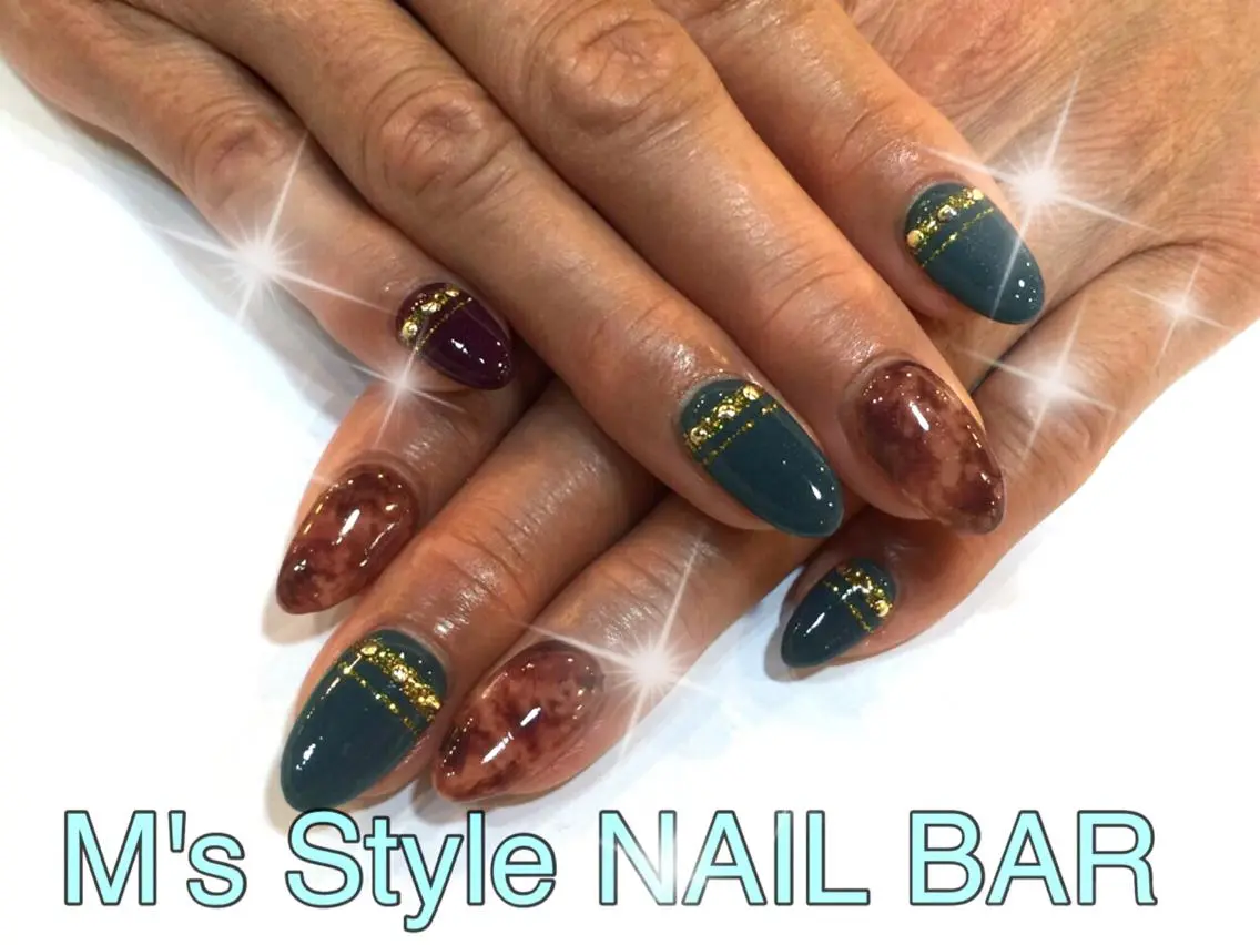 ネイル アートネイル べっ甲ネイル ハンドネイル M's Style NAIL BARのネイルデザイン