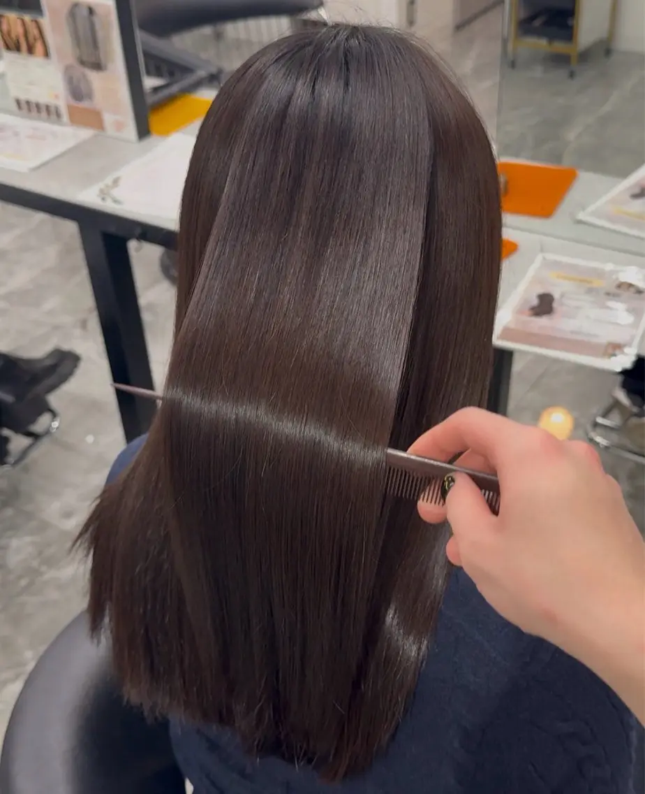 ロング 髪質改善 縮毛矯正 カット ヘアカラー 縮毛矯正 りきと🦋河原町 縮毛矯正/艶カラーのヘアスタイル