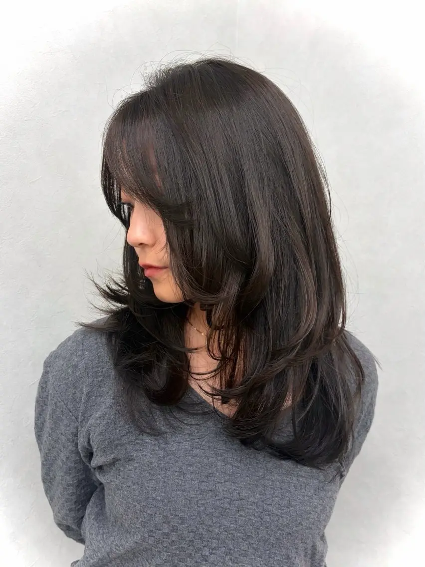 ロング レイヤーカット カット ヘアカラー トリートメント 福島 あいりのヘアスタイル
