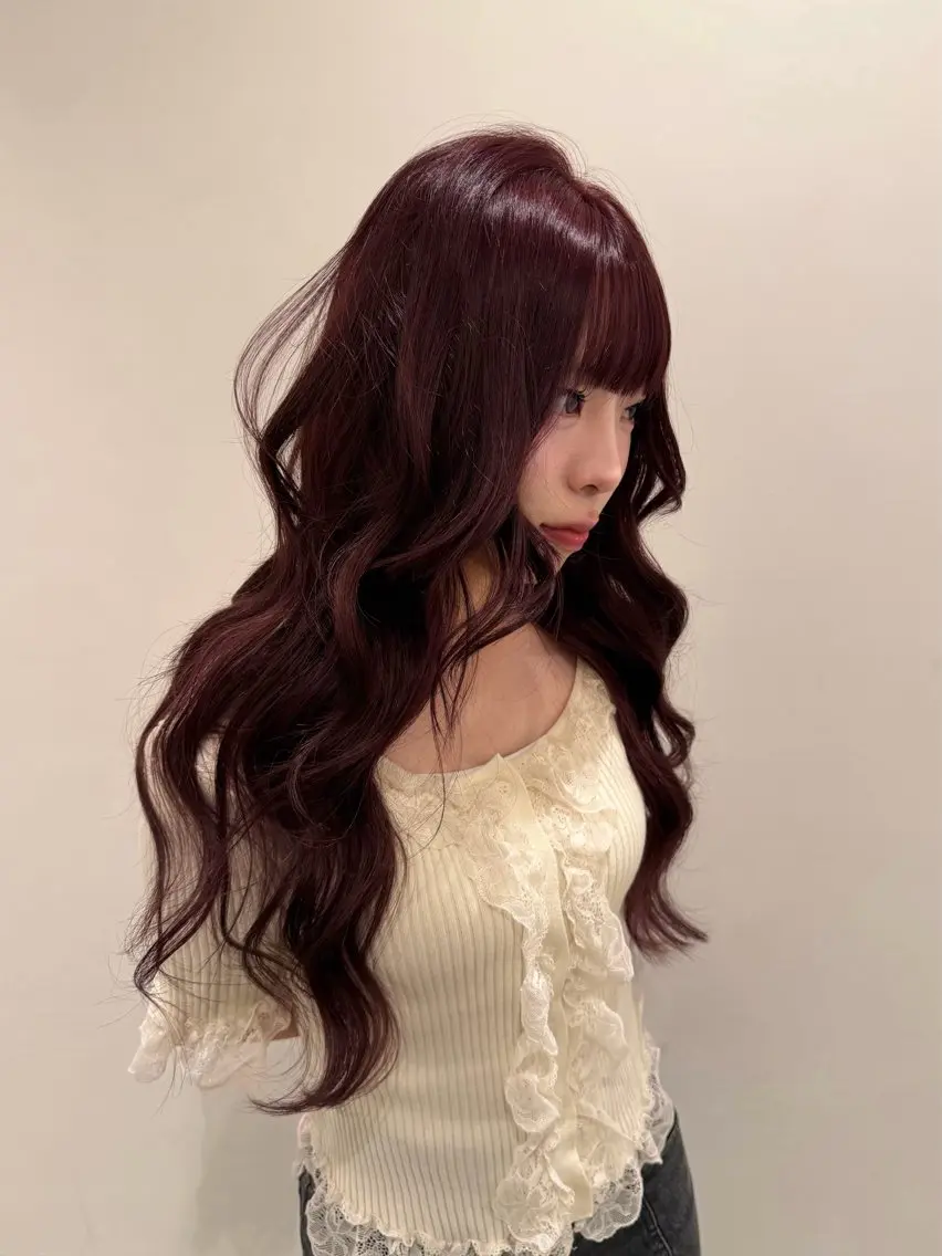 ロング カラー ダブルカラー ラベンダーカラー ラベンダーピンク ピンクカラー 萩原 紗妃のヘアスタイル