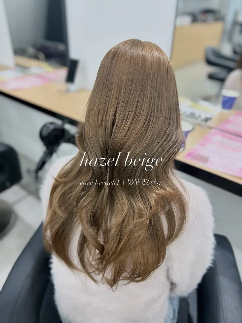 ロング カラー カット ヘアカラー トリートメント ヘアセット YUKA🤍ベージュ /ミルクティーのヘアスタイル