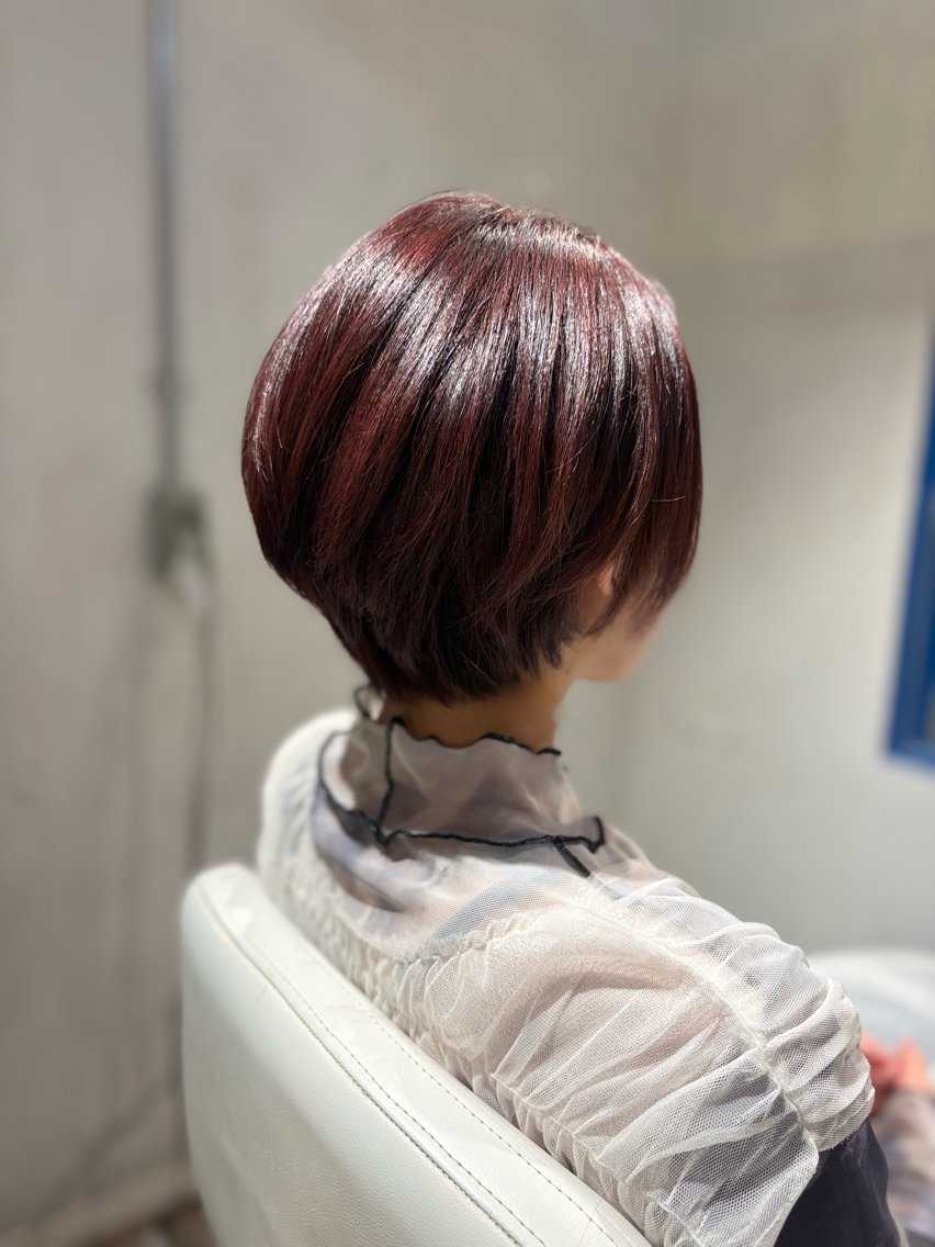 ショート カラー ベージュカラー ボルドーカラー ピンクカラー ボブ ショートヘア カット ヘアカラー トリートメント MASUMI hair&spaのヘアスタイル