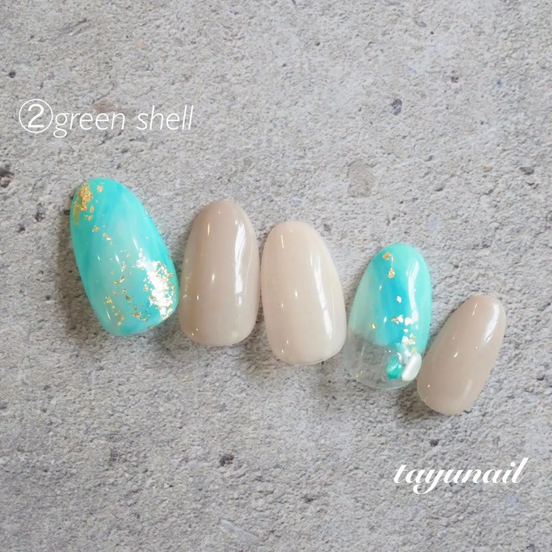 ネイル アートネイル ブルー フットネイル グリーン シルバー ネイルサロン 【たゆnail】のネイルデザイン