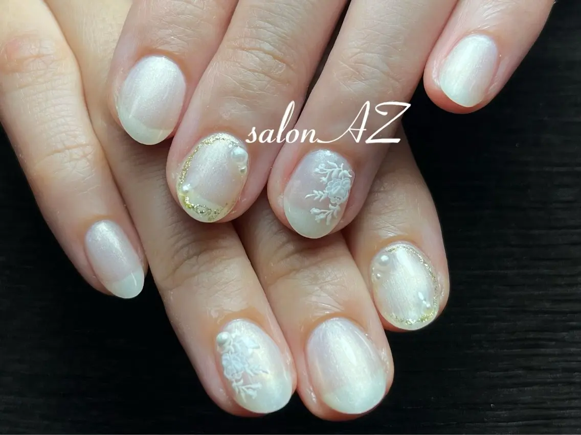 ネイル アートネイル 長さ出し フットネイル フレンチネイル ジェルネイル ハンドネイル salon AZのネイルデザイン