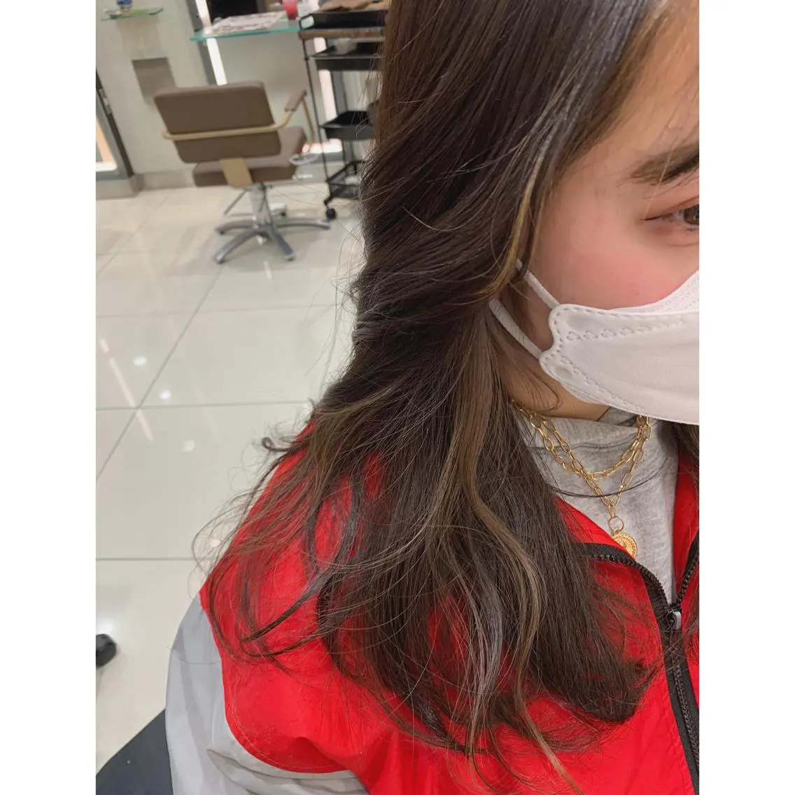 ロング カラー ミストバング フェイスフレーミング tokute よしかわなお🍒のヘアスタイル