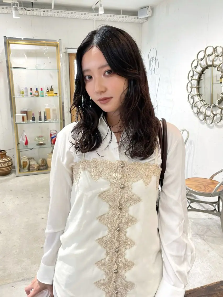 セミロング カラー パーマ セミロングパーマ ニュアンスパーマ 似合わせ🪞 /表参道/remiのヘアスタイル