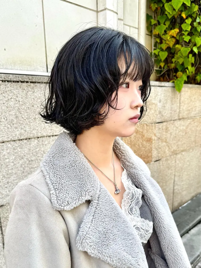 ショート パーマ ボブ ニュアンスパーマ カット パーマ トリートメント デジタルパーマ 🌀ボブ　萩原　龍のヘアスタイル