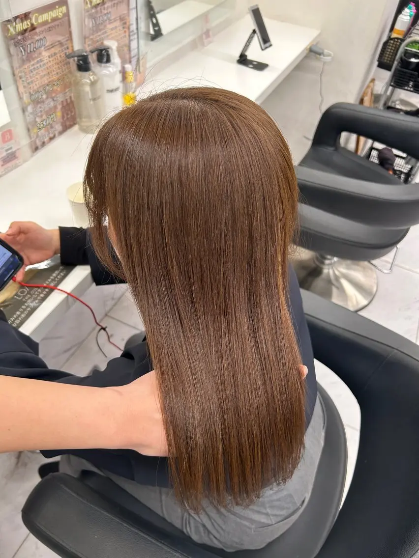 ロング カラー カット ヘアカラー トリートメント ヘッドスパ ヘアセット 🥯縮毛/レイヤー/ ベージュヘア🥯のヘアスタイル