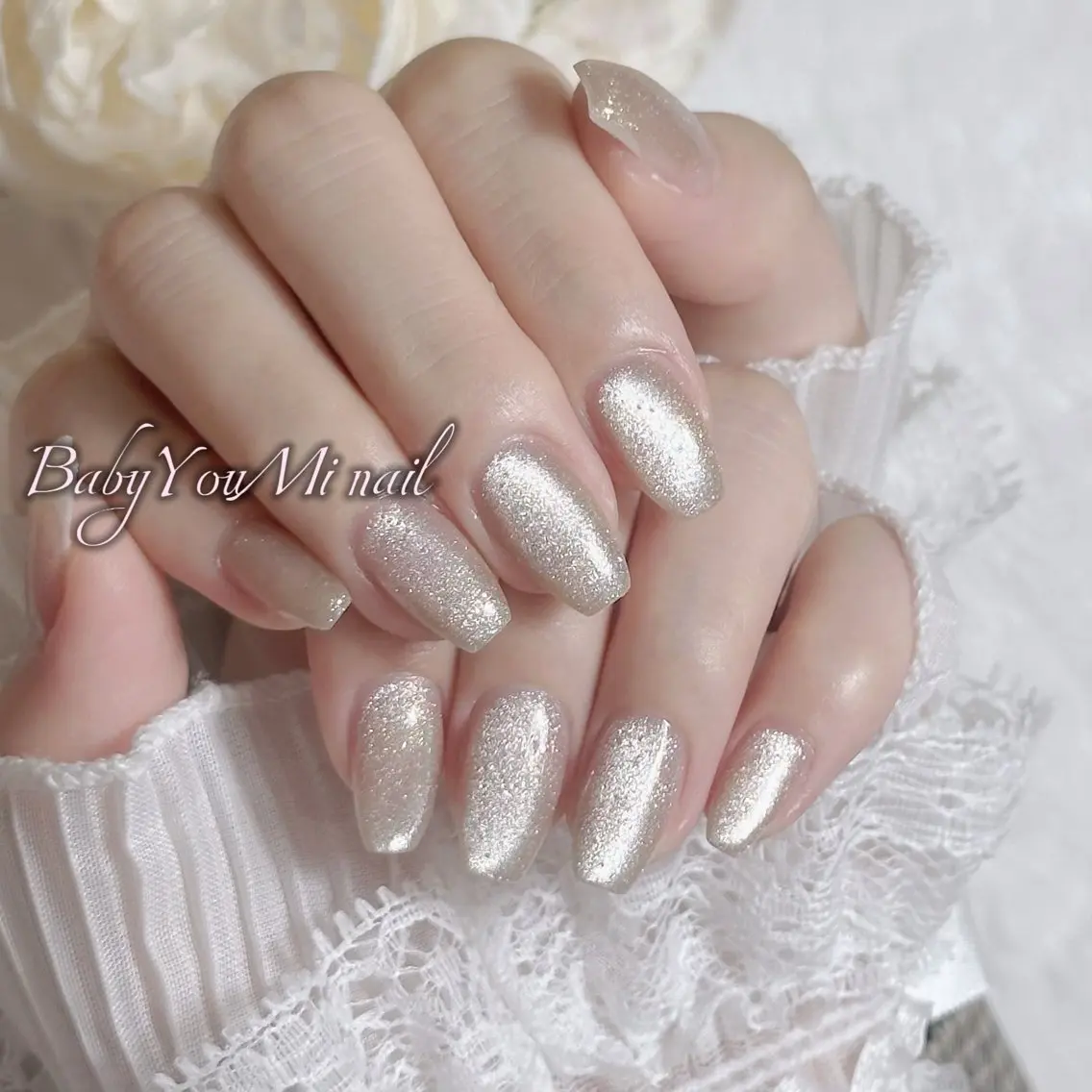 ネイル オーロラネイル チークネイル 成人式 フットネイル フレンチネイル ハンドネイル BabyYouMi nailのネイルデザイン