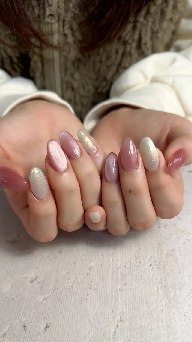 ネイル 長さ出し マグネットネイル マグネットワンカラー ワンカラーネイル ハンドネイル Monica nails/福島のネイルデザイン