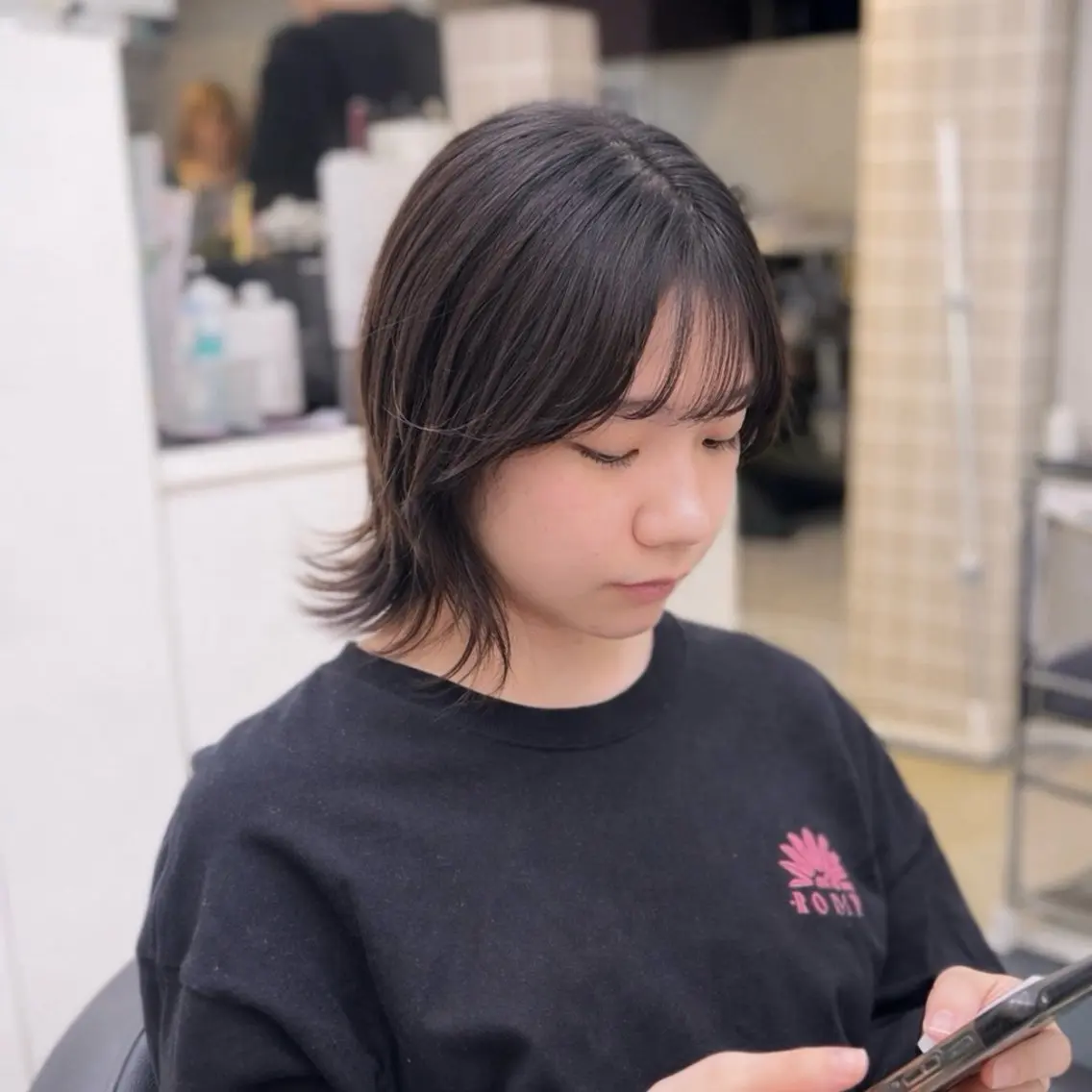 ミディアム カラー パーマ ヘアアレンジ メンズ キッズ カット トリートメント 🦋韓国レイヤー｜ 透明感グレージュ🦋のヘアスタイル