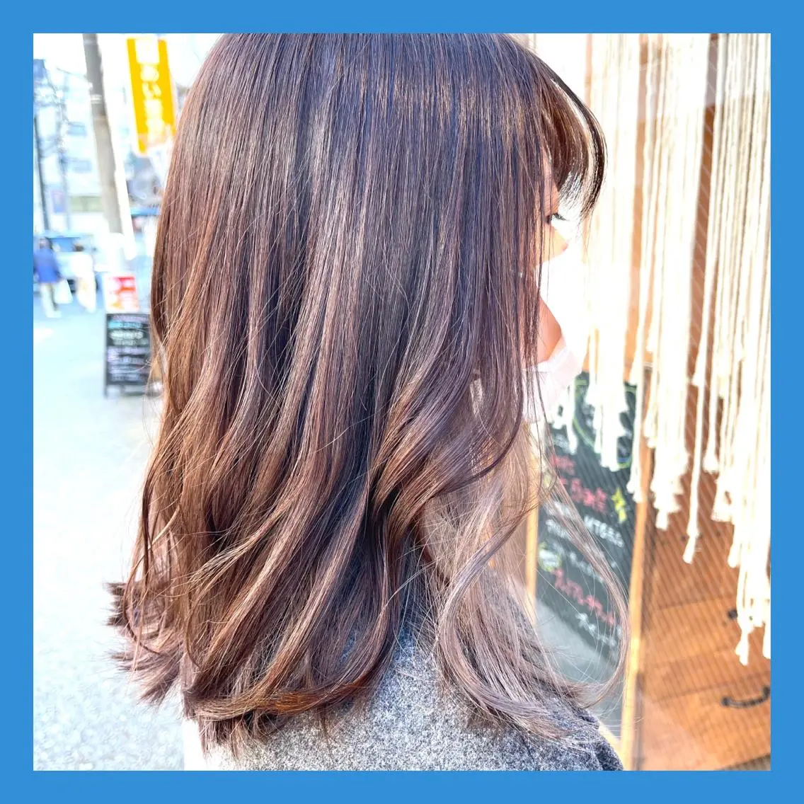セミロング カラー ブリーチ イヤリングカラー シルバー カット ヘアカラー トリートメント 半個室サロンMimu 🐥kana🐥のヘアスタイル