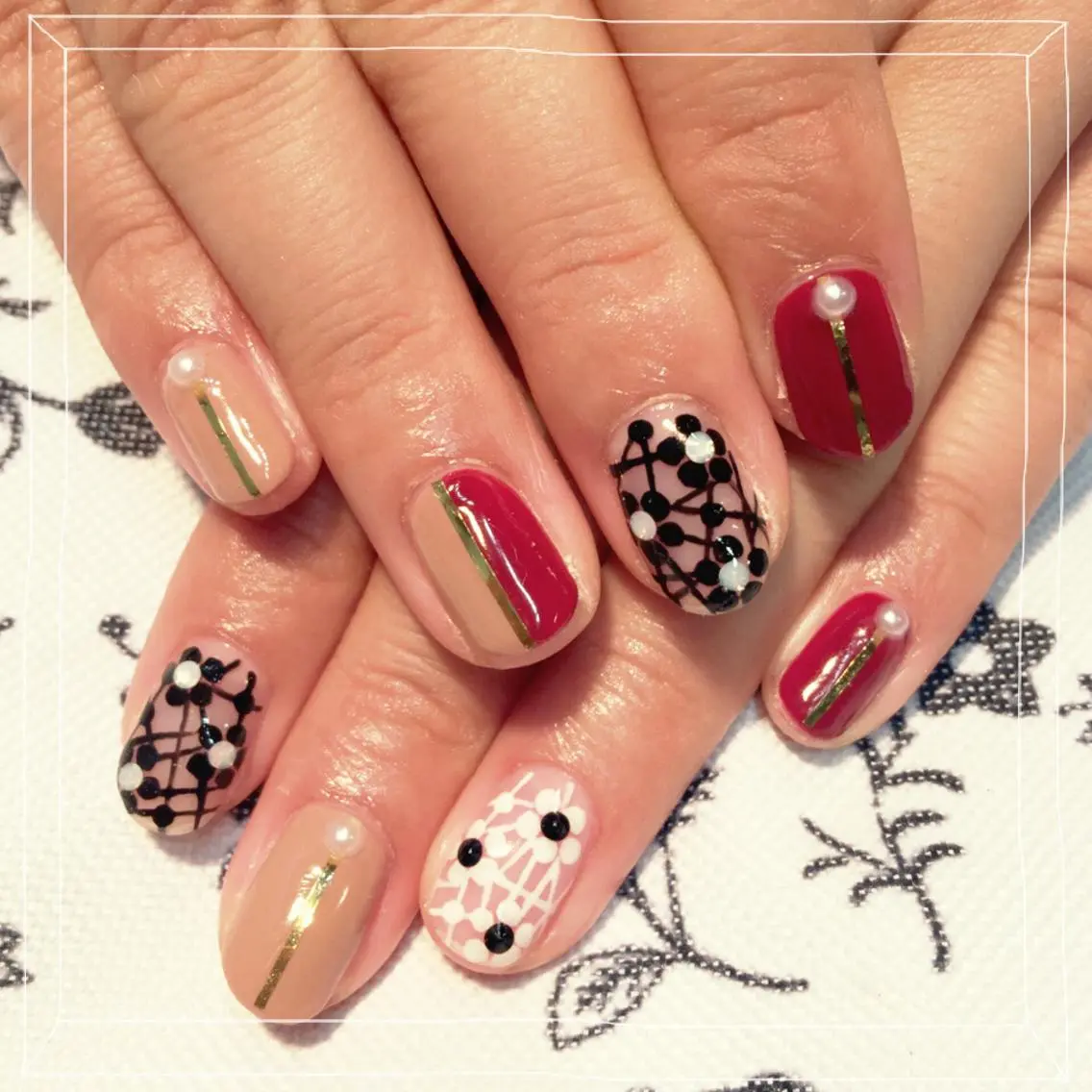 ネイル フラワーネイル レース W KUMIのネイルデザイン