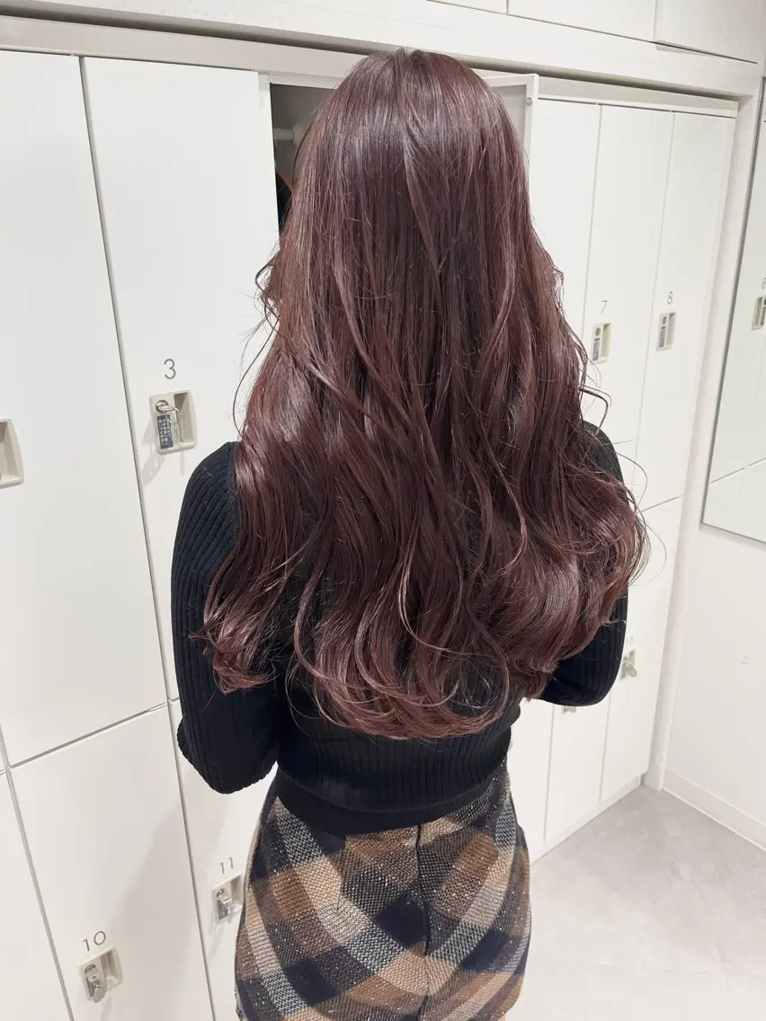 ロング カラー ブラウンカラー ラベンダーカラー ピンクカラー ピンクブラウン ピンクラベンダー カット ヘアカラー トリートメント 韓国ハッシュカット/ 新宿/髪質改善/岡崎のヘアスタイル