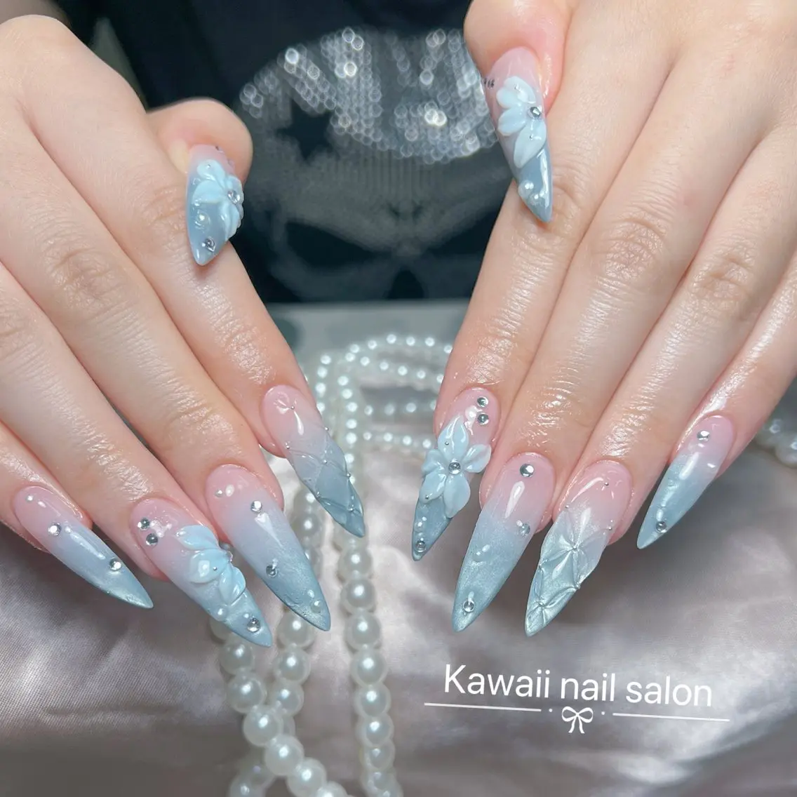 ネイル 長さ出し フレンチネイル ジェルネイル 韓国ネイル マグネットネイル Kawaii _Nailのネイルデザイン