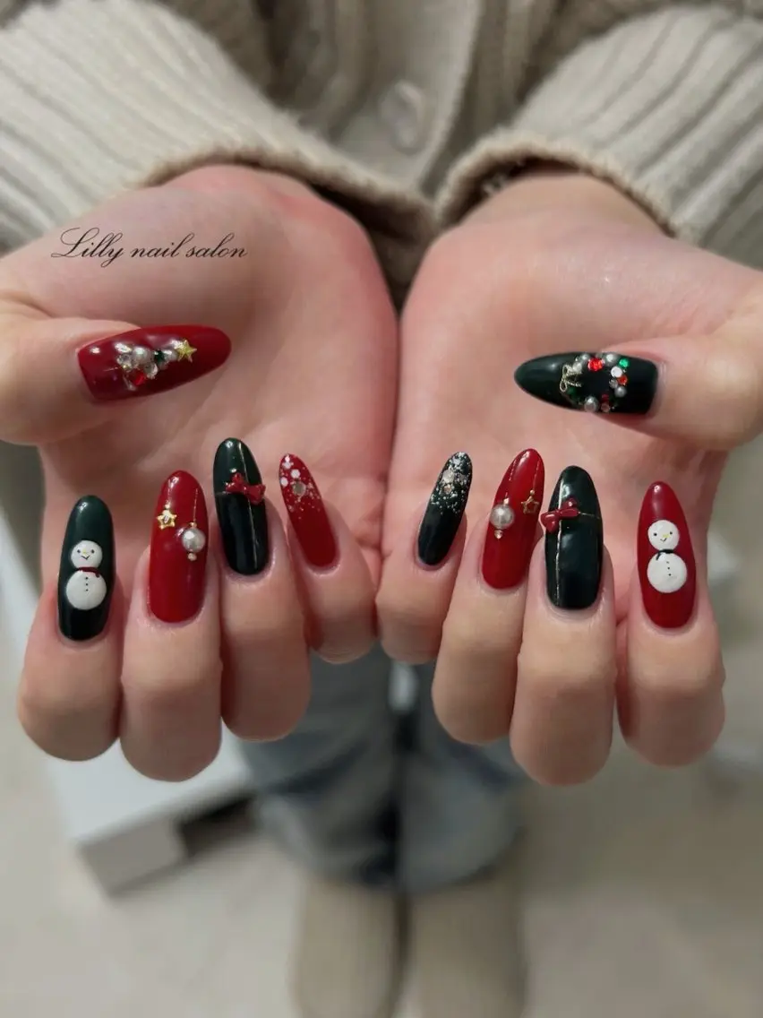ネイル ジェルネイル ワンカラーネイル パラジェル 冬ネイル クリスマス Lilly nail オーナーMikuのネイルデザイン