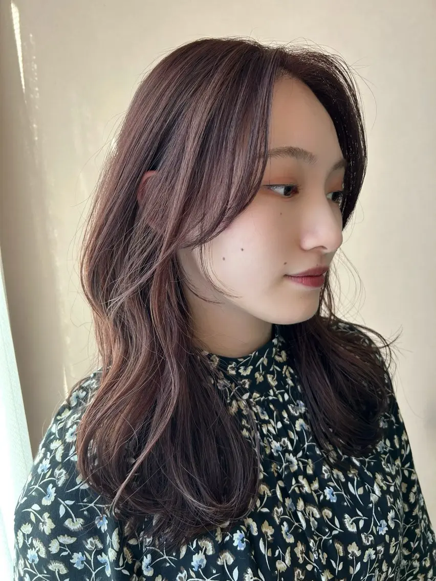 ロング カラー ブラウンカラー ピンクカラー ピンクブラウン hubhair レイヤー/透明感のヘアスタイル