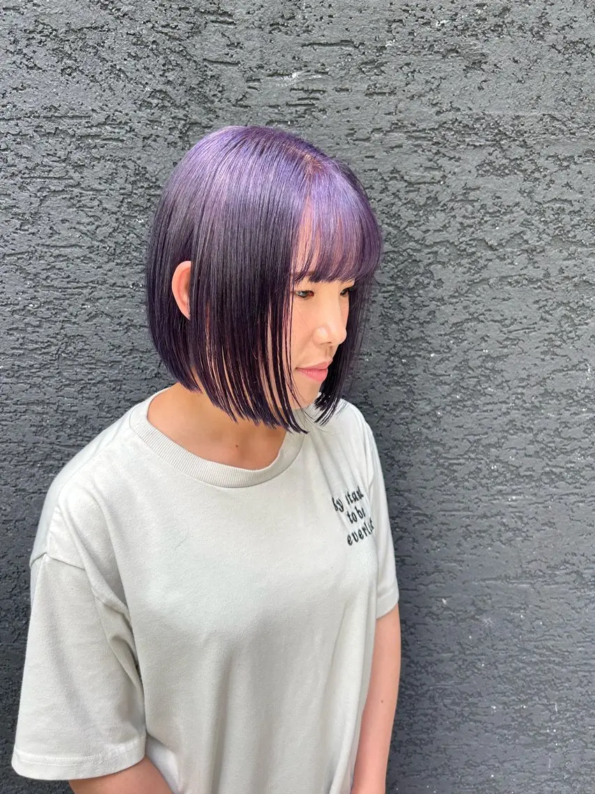 ショート カラー ブリーチ ブルーカラー ブルーラベンダー ケアブリーチ ラベンダーカラー shizuna/平尾 /カラー/髪質改善のヘアスタイル