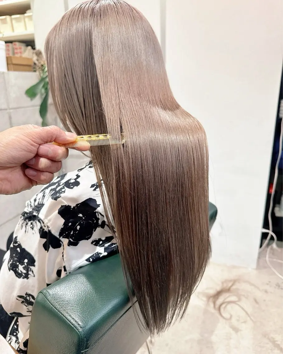 ロング 縮毛矯正 カラー/ダブルカラー グレイカラー椿こはなのヘアスタイル