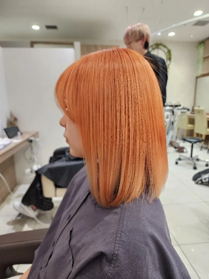 カラー ミディアム ブリーチ オレンジ ヘアカラー カラー特化🔥中村 和貴<Ash津田沼>のヘアスタイル