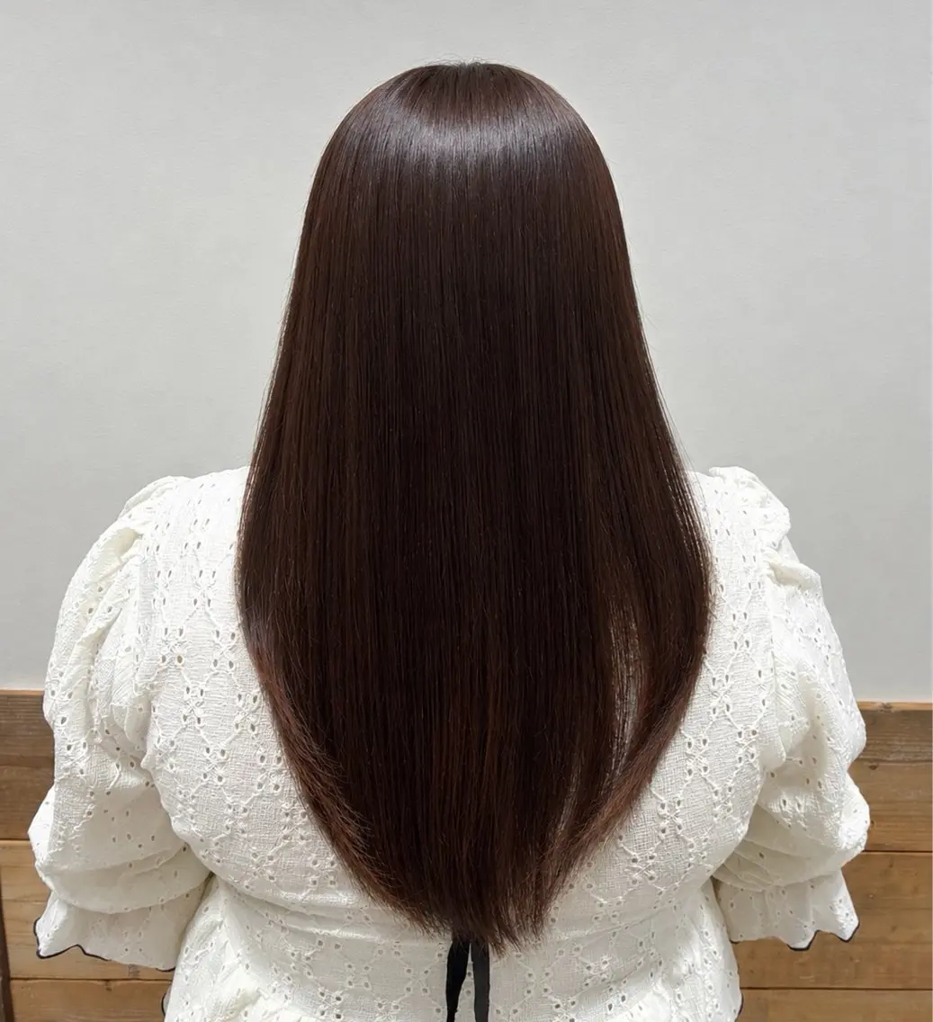 ロング オレンジブラウン レイヤーカット カット ヘアカラー 林 彩香のヘアスタイル