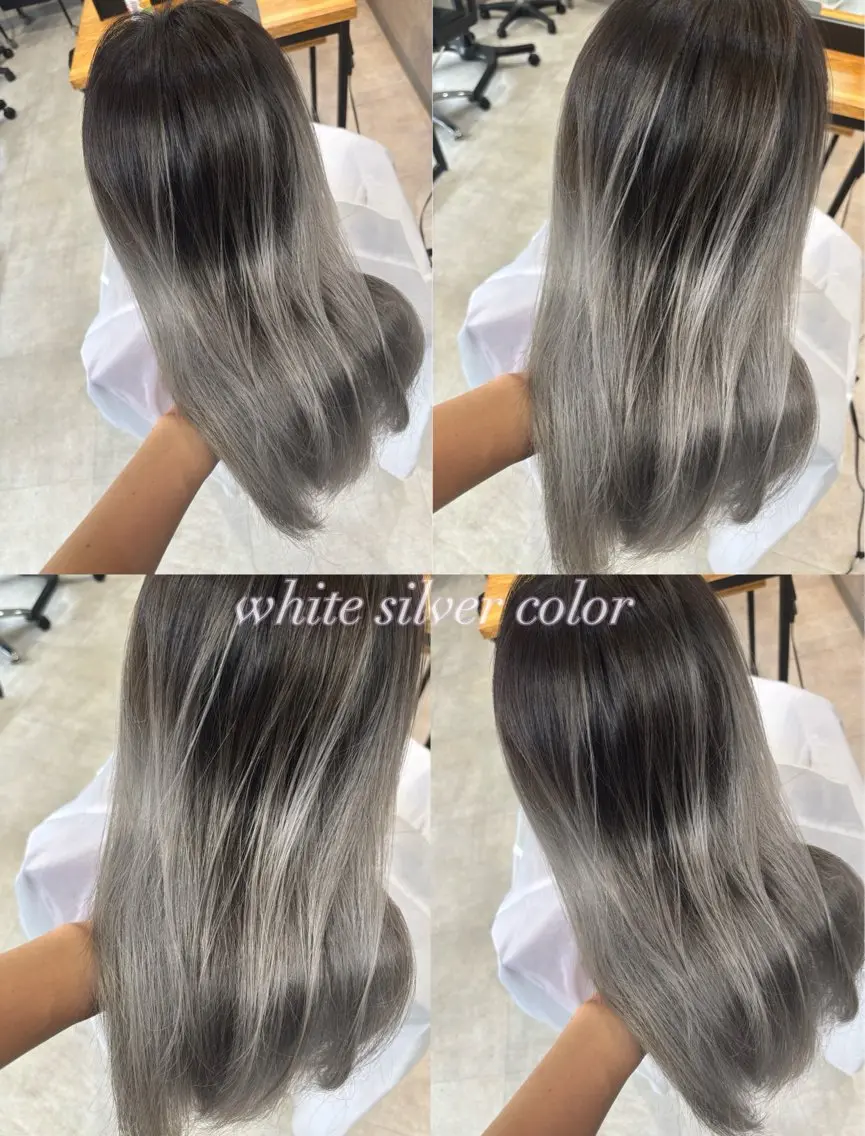 ロング カラー ブリーチ ハイライトカラー シルバー ホワイトシルバー ハイライト ヘアカラー 松井那津子 /ハイライトブリーチのヘアスタイル