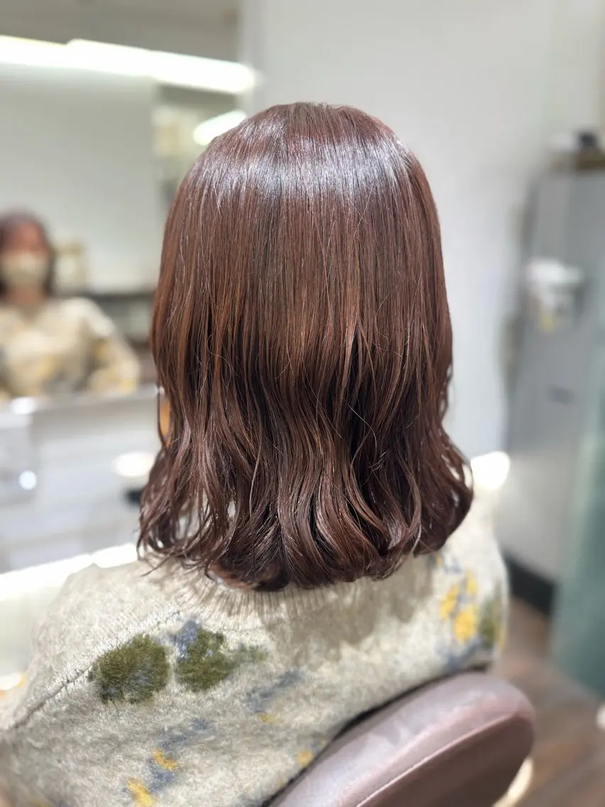 ミディアム カット パーマ トリートメント 大人可愛い♡コテ巻き パーマ🌼杉田 萌恵のヘアスタイル