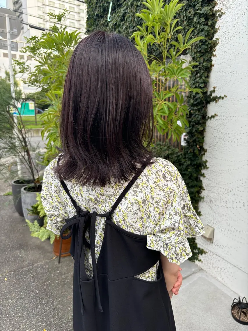 ミディアム カラー ブラウンカラー ラベンダーカラー ピンクカラー レイヤーカット Chiho / 梅田 / ボブ/ パーマのヘアスタイル
