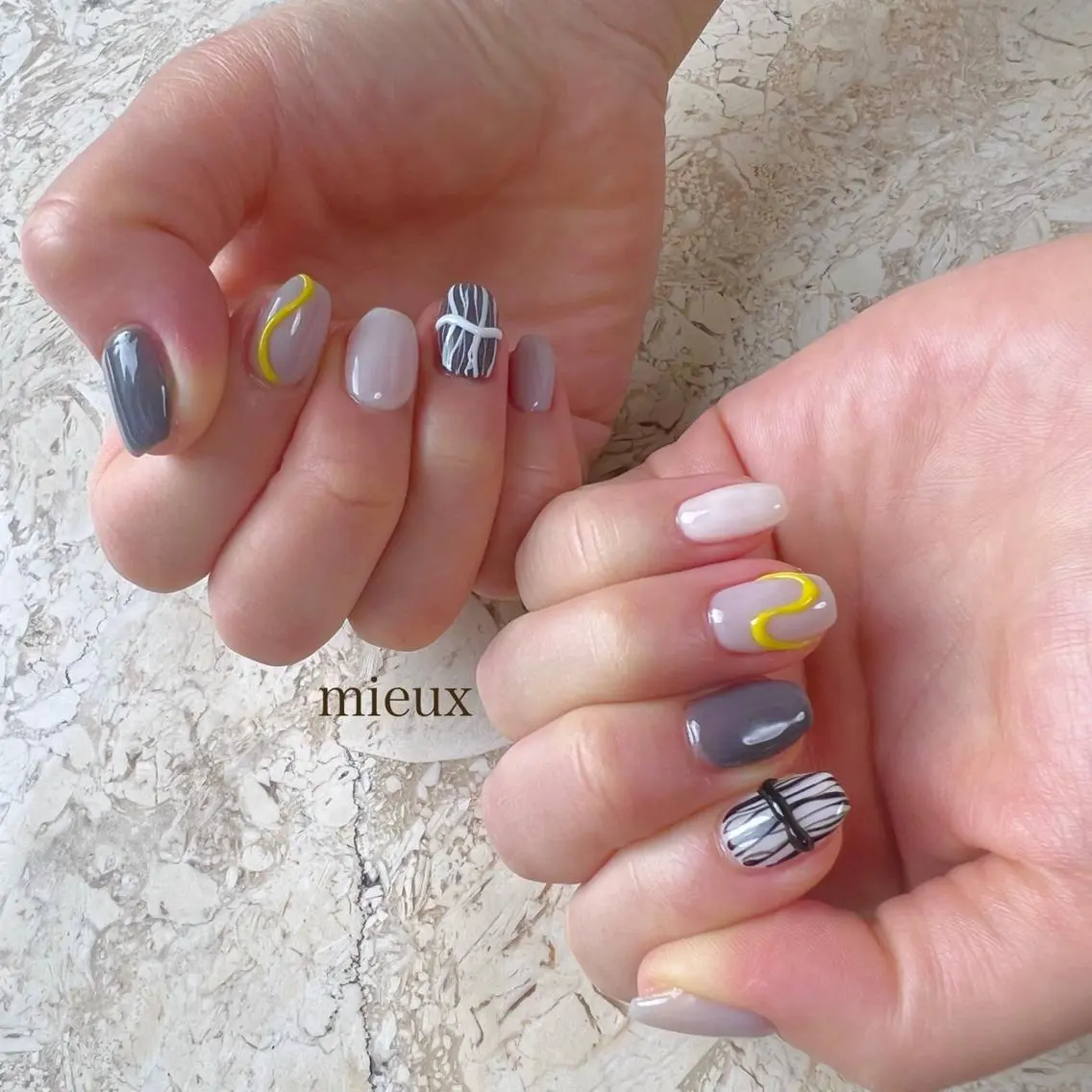 ネイル アートネイル ジェルネイル 韓国ネイル 持ち込み ニュアンスネイル ハンドネイル フットネイル nail salon mieux(ミュー)のマツエク・マツパデザイン