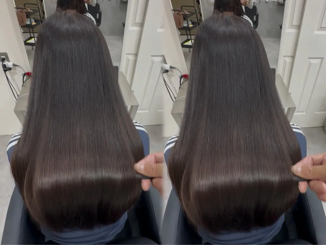 ロング 縮毛矯正 トリートメント 🫧とぅるん艶髪🫧 透明感カラー×猿渡のヘアスタイル