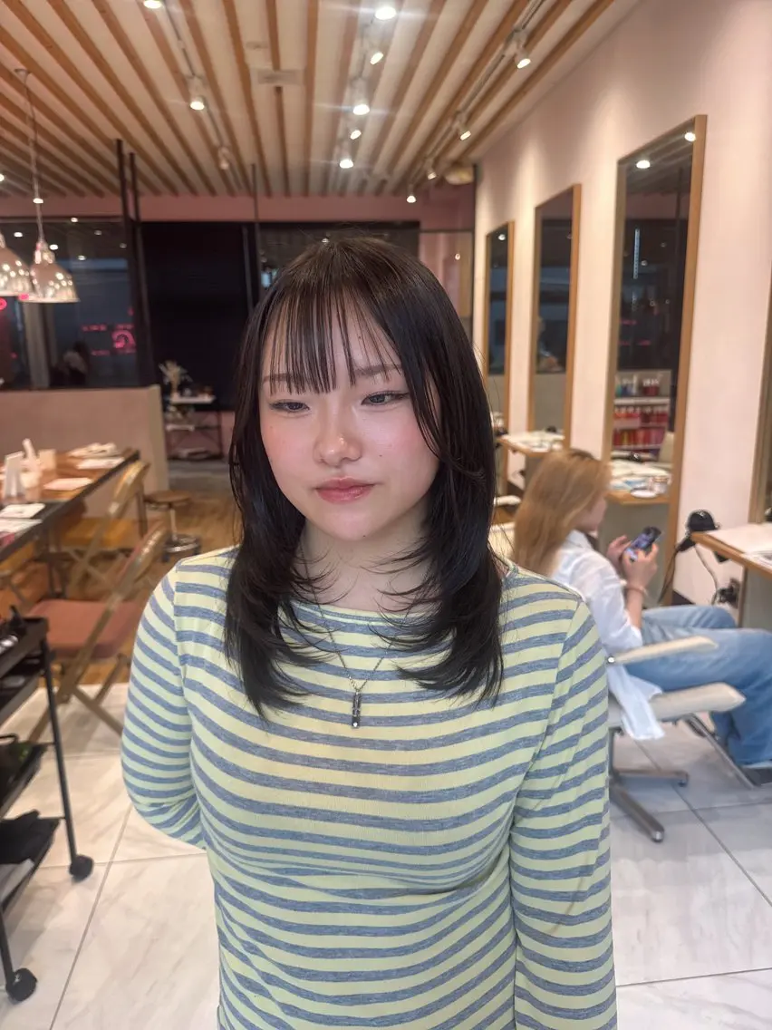 ミディアム レイヤーカット カット ヘアカラー トリートメント アオヌマミユ☁️ /ボブ/ハイトーン/のヘアスタイル
