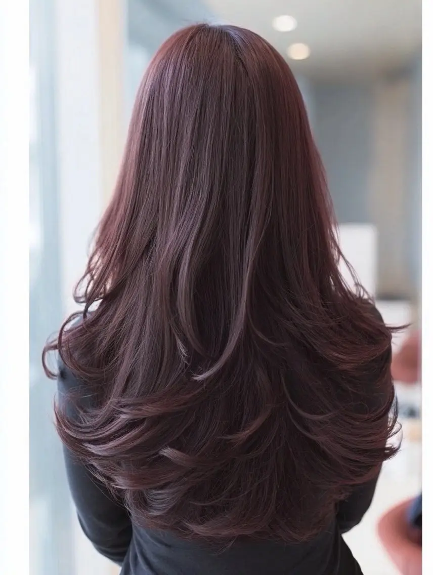 ロング 縮毛矯正 絶対綺麗な暖色カラー 🎯あります✨増渕✨のヘアスタイル