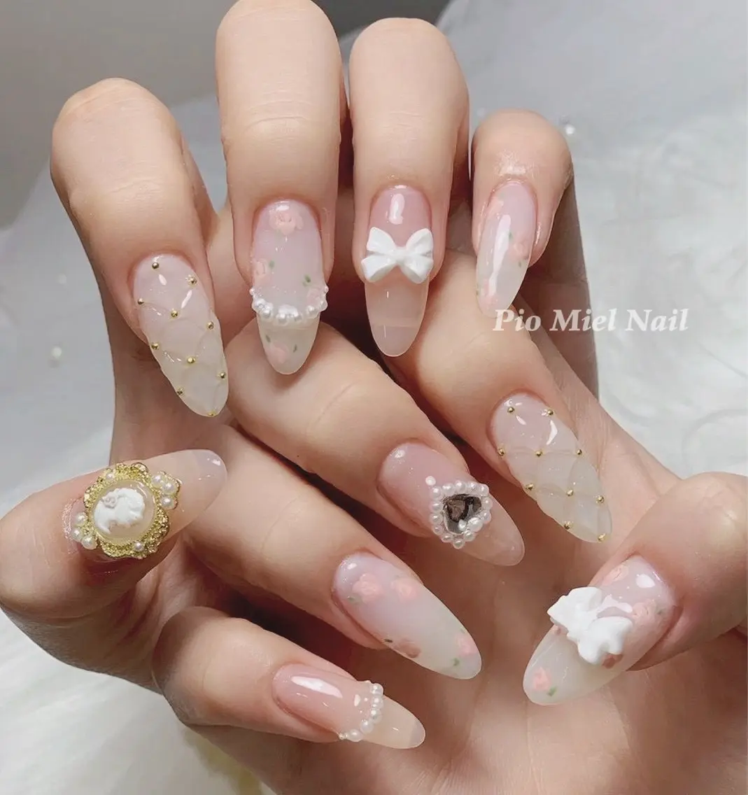 ネイル ハンドネイル HANA 長さだしのネイルデザイン