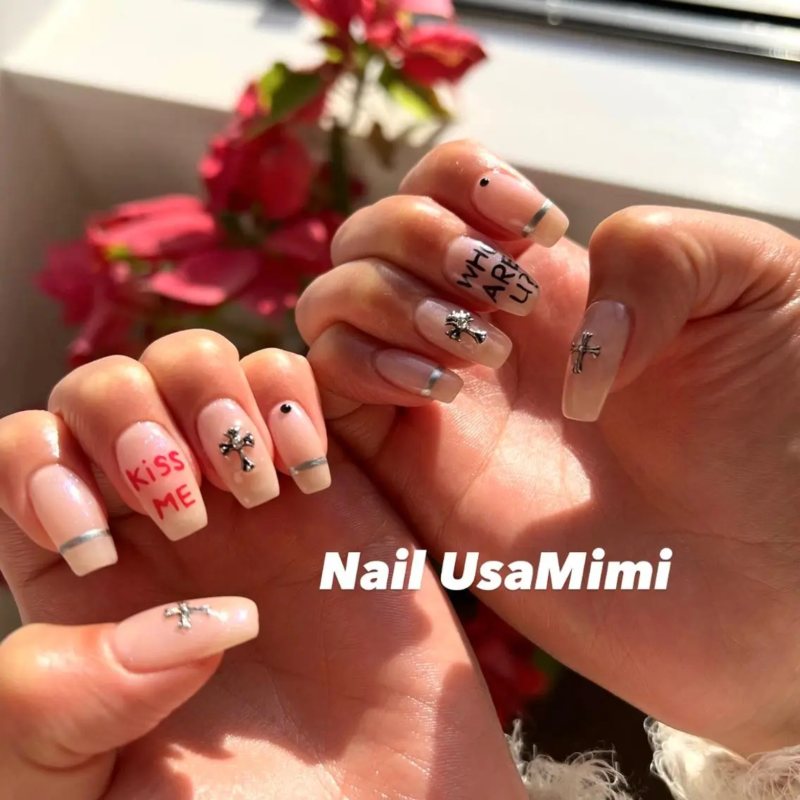 ネイル フットネイル ジェルネイル キラキラネイル マグネットネイル 持ち込み 本町ネイルNail UsaMimiのネイルデザイン