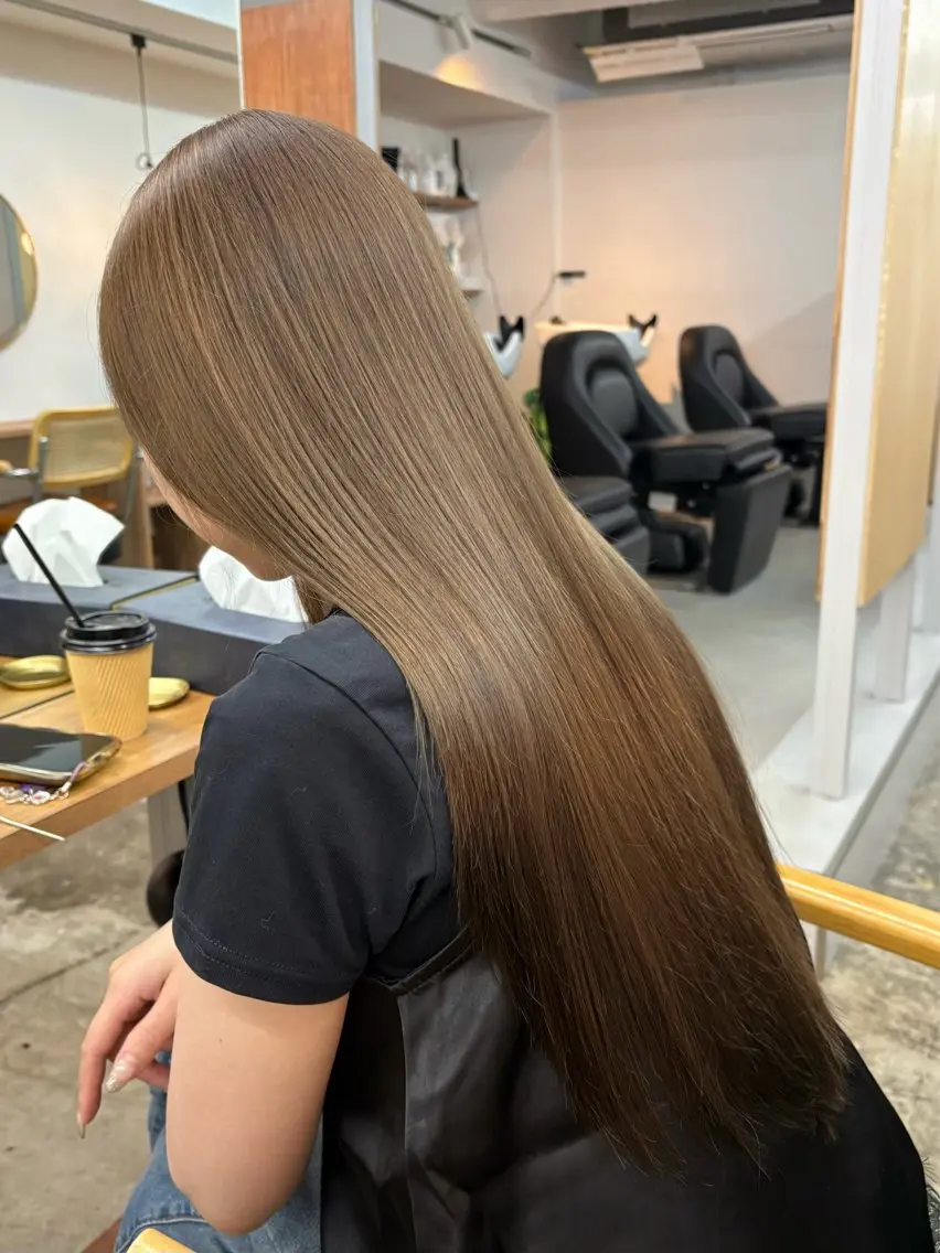 ロング カラー 顔周りカット レイヤーカット カット ヘアカラー トリートメント まさと/ブリーチなし カラーレイヤーカットのヘアスタイル