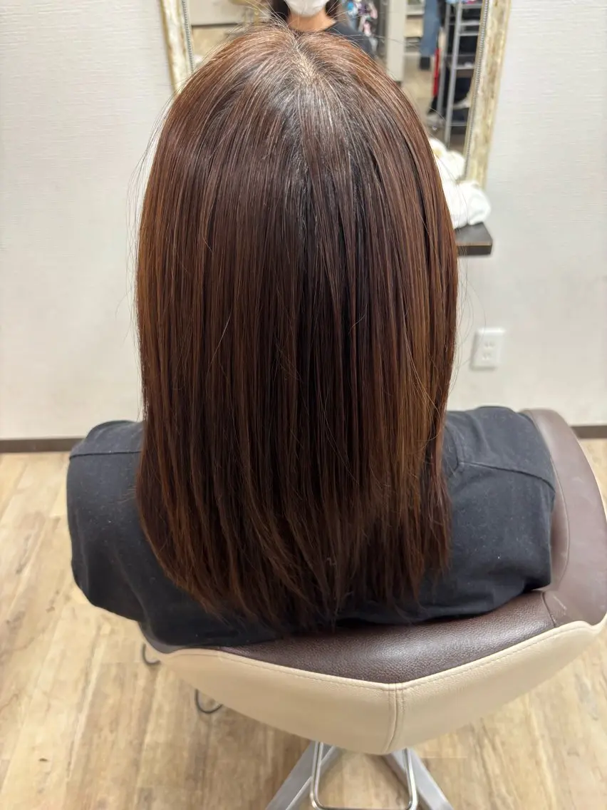 ミディアム 縮毛矯正 丸本 瑠奈のヘアスタイル
