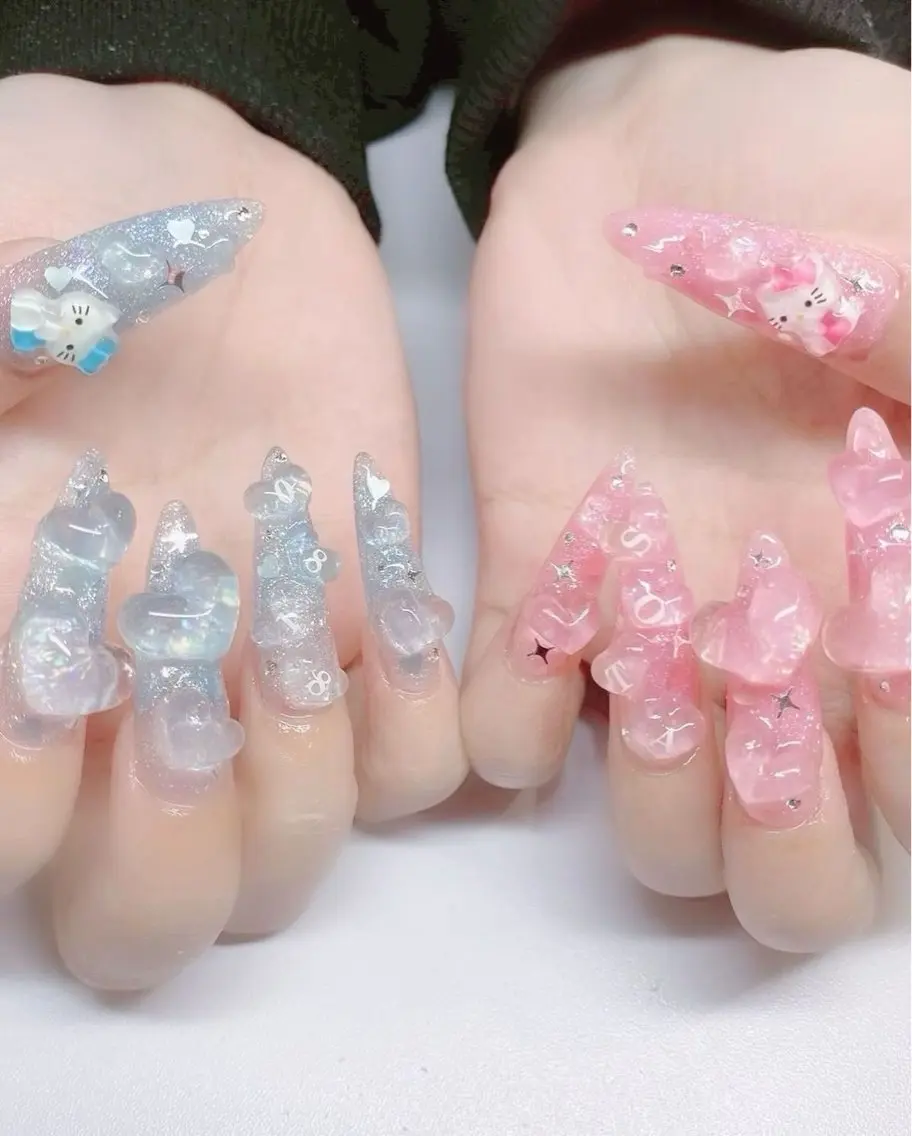 ネイル アートネイル 長さ出し フラッシュネイル ジェルネイル 氷ネイル・うるうるネイル ハンドネイル kana nailのネイルデザイン