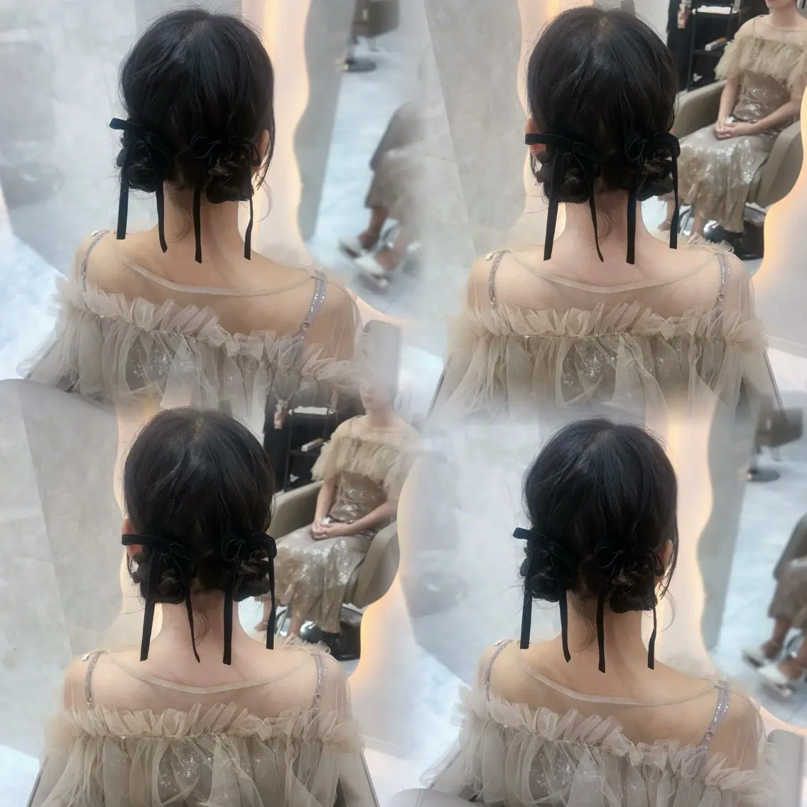 セミロング ヘアアレンジ お団子ヘア 結婚式・ブライダル ヘアセット ゆうな🍒/熊谷/ ワンカラーのヘアスタイル