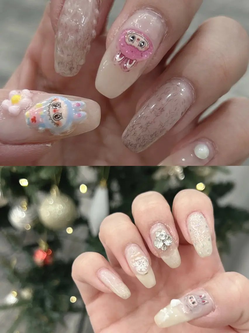 ネイル 氷ネイル・うるうるネイル キラキラネイル ロングネイル ハンドネイル AngeGarden Beautymihoのネイルデザイン