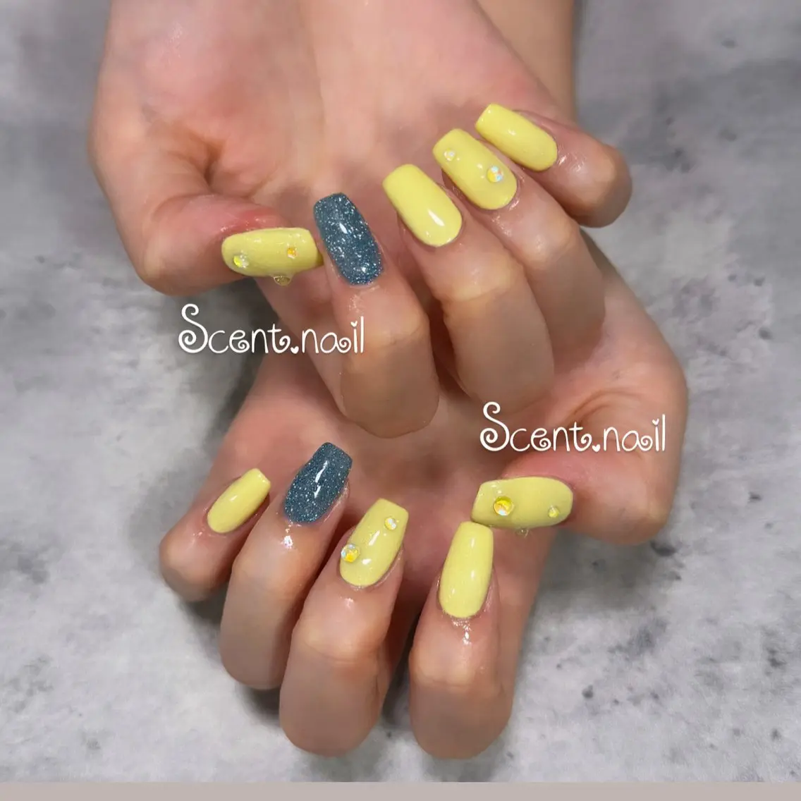 ネイル ラメ(グリッター) ワンカラーネイル ストーンネイル ハンドネイル Scent.nail セントネイルのネイルデザイン