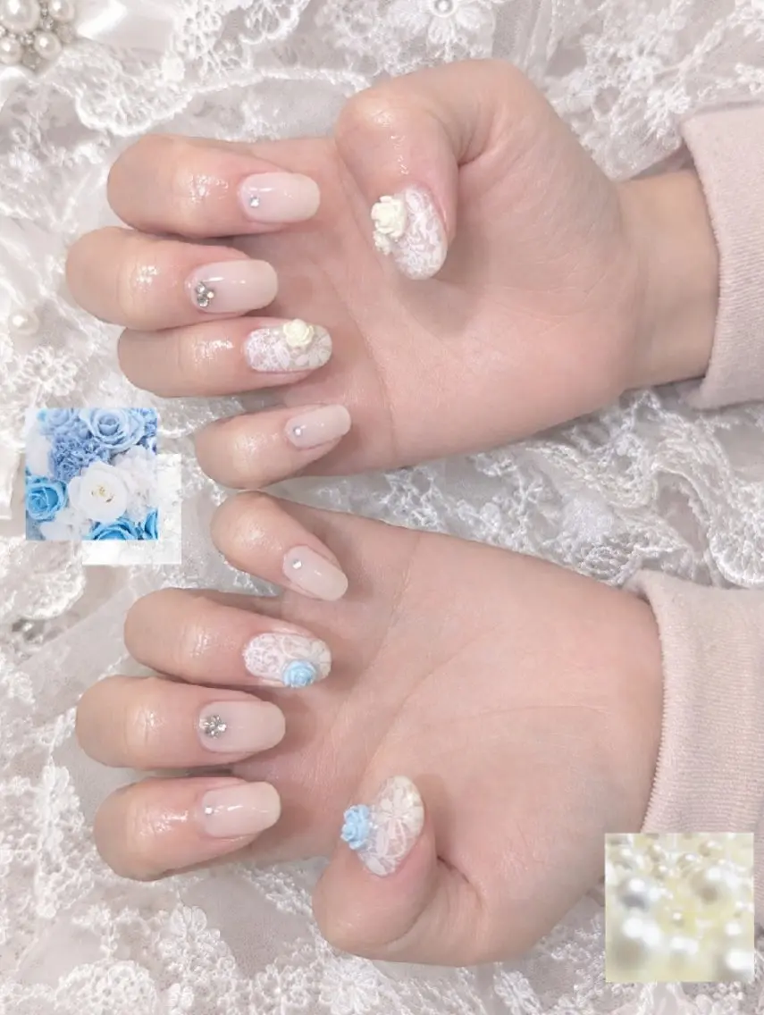 ネイル レース シンプルネイル ハンドネイル Chamo AKIのネイルデザイン