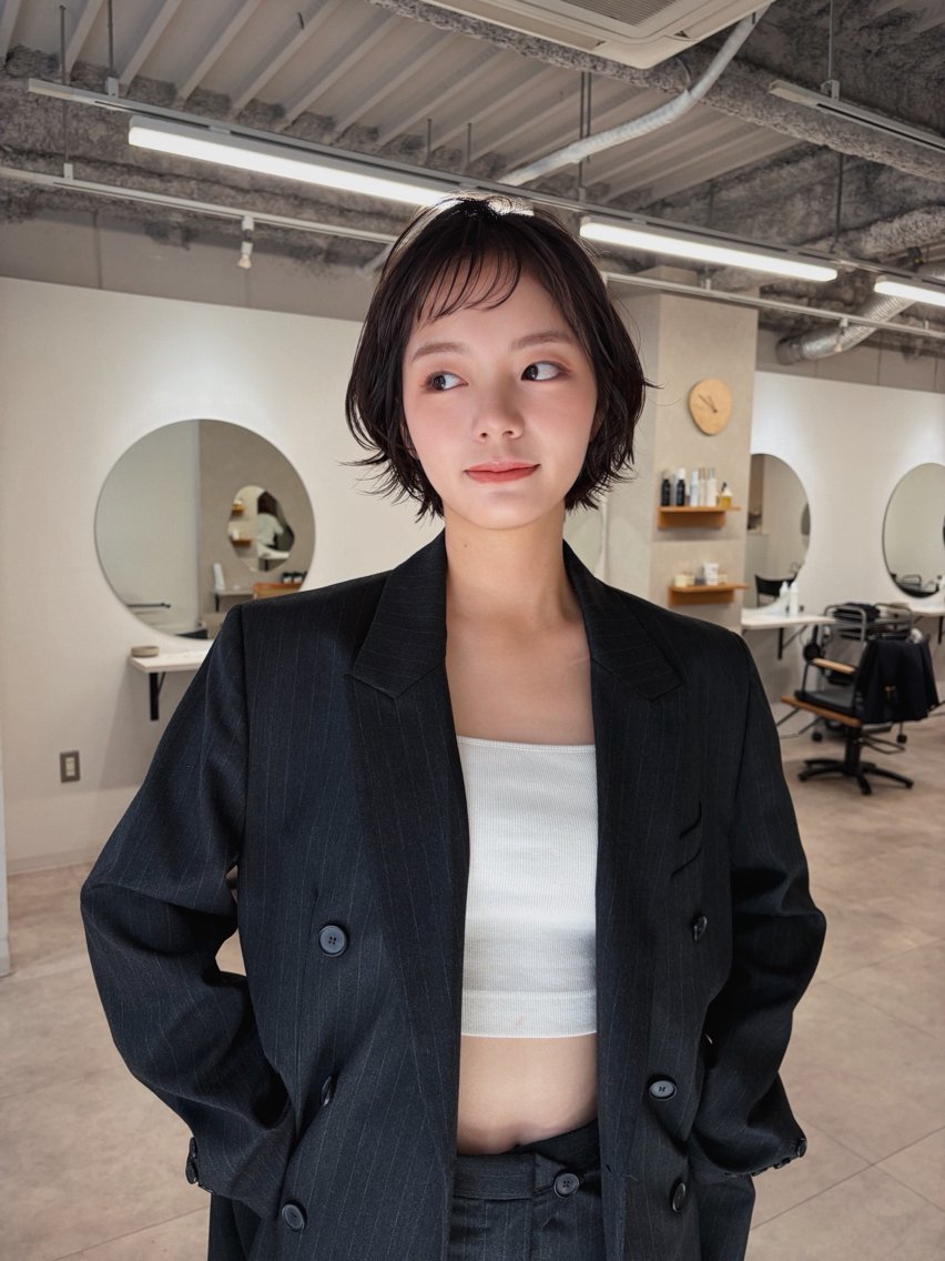 ショート カラー ショートヘア カット ヘアカラー トリートメント ヨシモトリョウ /ボブ/パーマのヘアスタイル