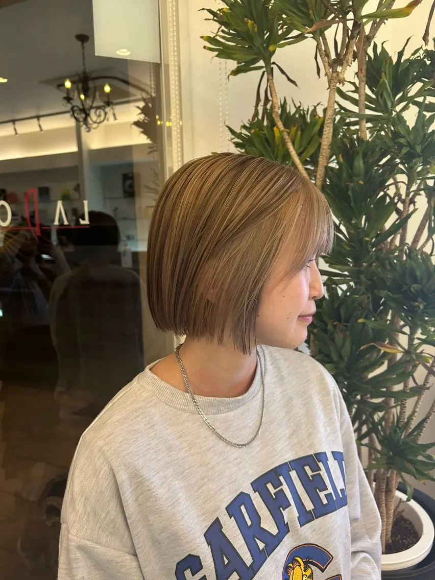 ショート ショートボブ ボブ ハイライト レイヤーカット 似合わせカット るん ️💞のヘアスタイル